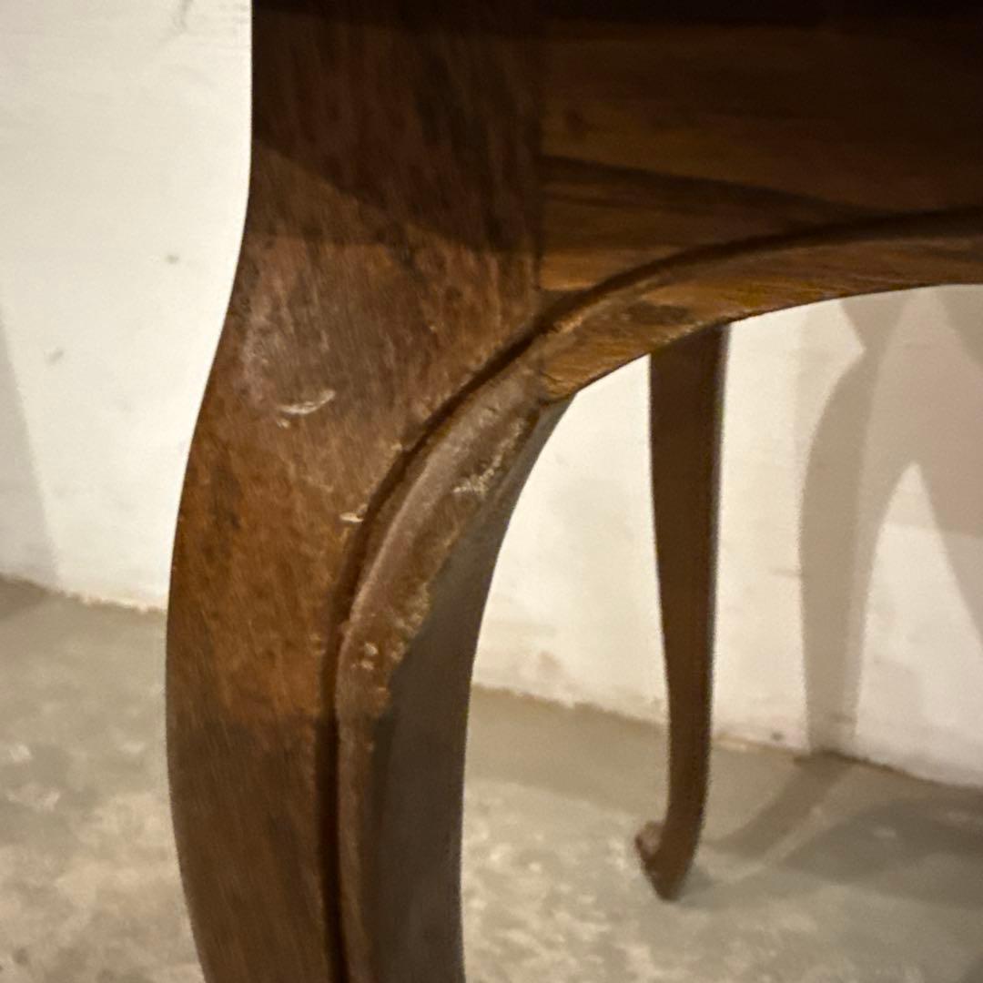 ヴィンテージ　木製サイドテーブル　猫脚　中