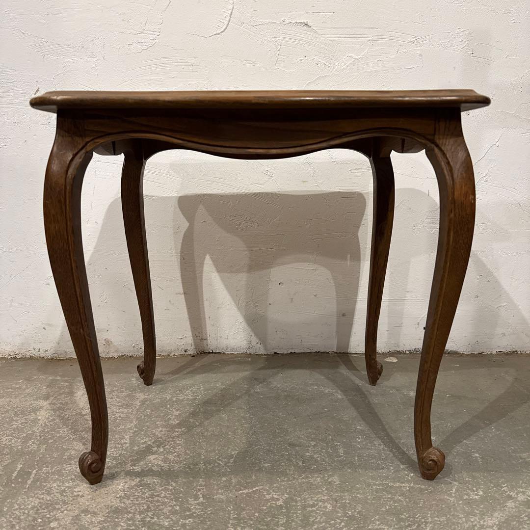 ヴィンテージ　木製サイドテーブル　猫脚　中