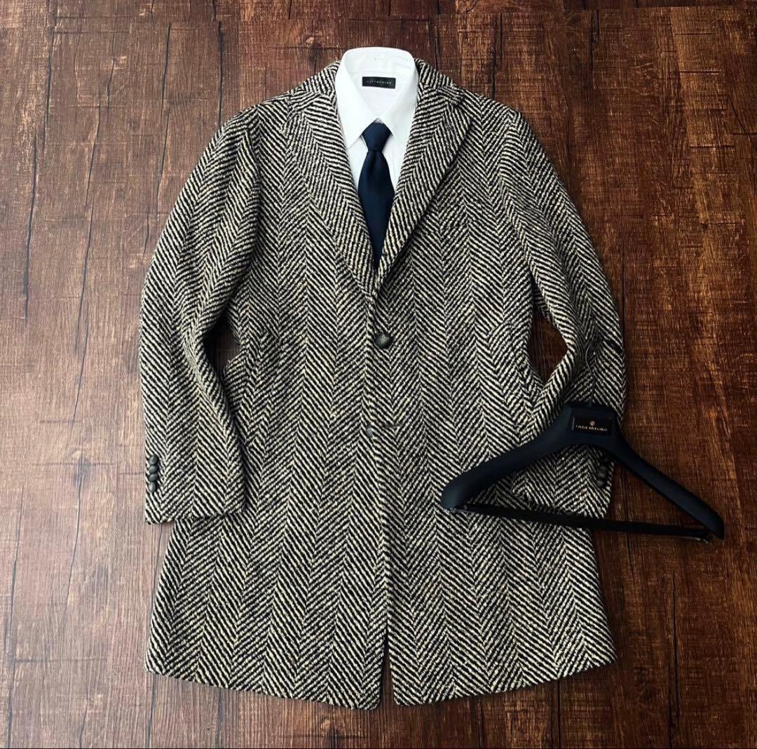 <美品>TAGLIATORE ヘリンボーン チェスターコート サイズ48