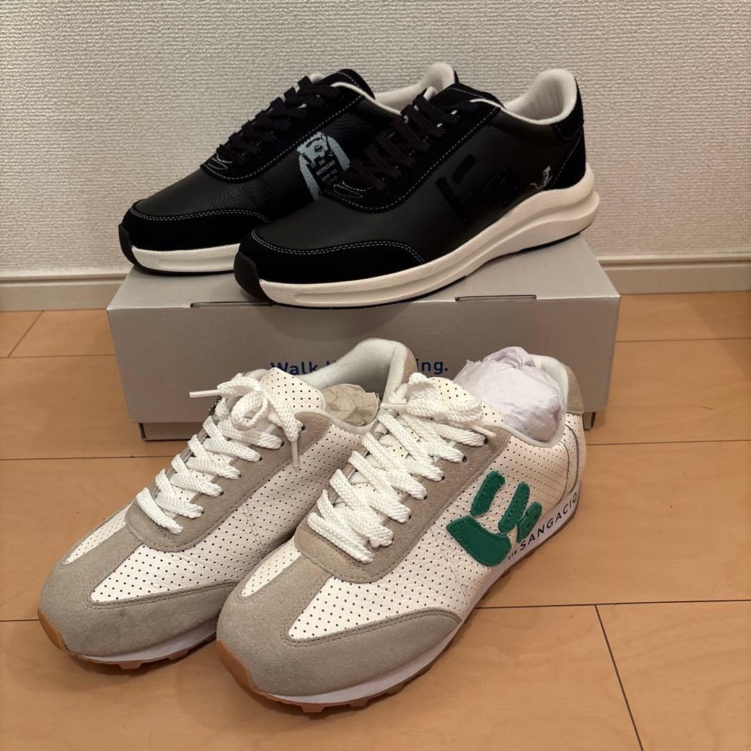 SANGACIO スニーカー ブラック/ホワイト／グリーン