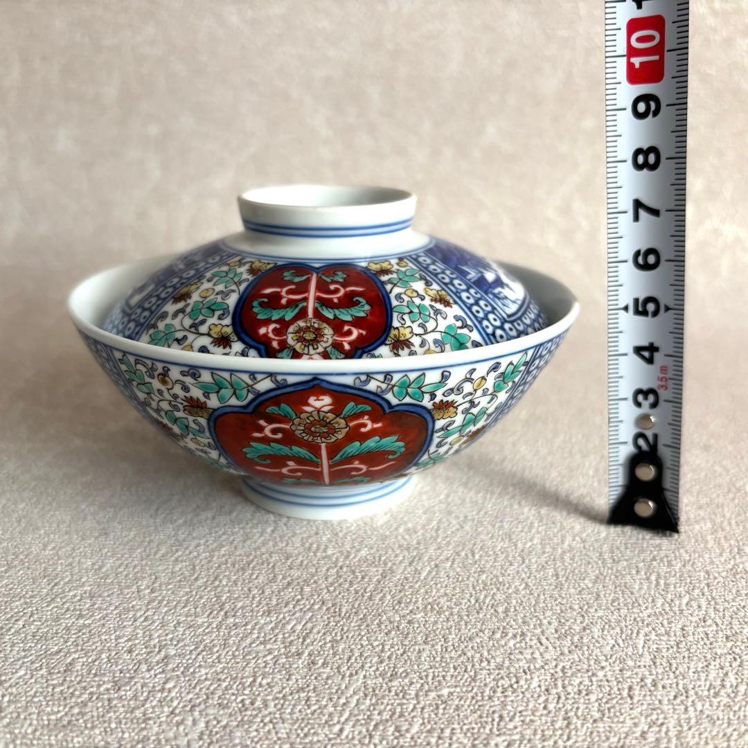 人間国宝 十三代 酒井田柿右衛門 錦菊鳳凰紋 蓋付茶碗 飯碗 2客 共箱 有田焼