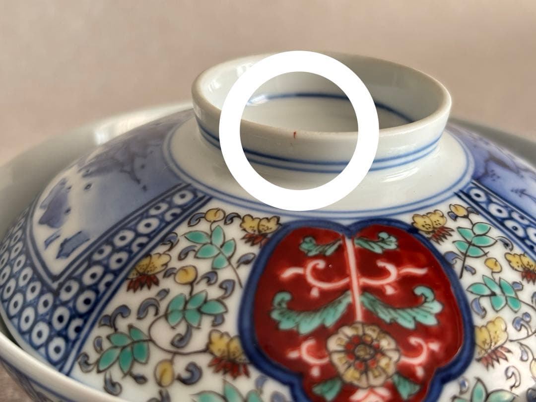 人間国宝 十三代 酒井田柿右衛門 錦菊鳳凰紋 蓋付茶碗 飯碗 2客 共箱 有田焼