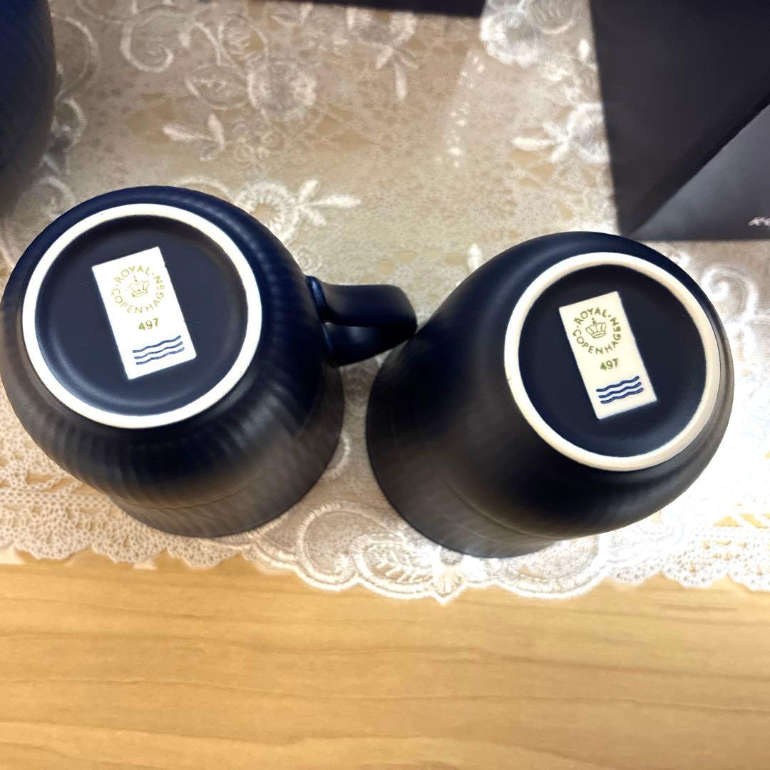 ロイヤルコペンハーゲン マグカップペア　ティーポット ネイビー