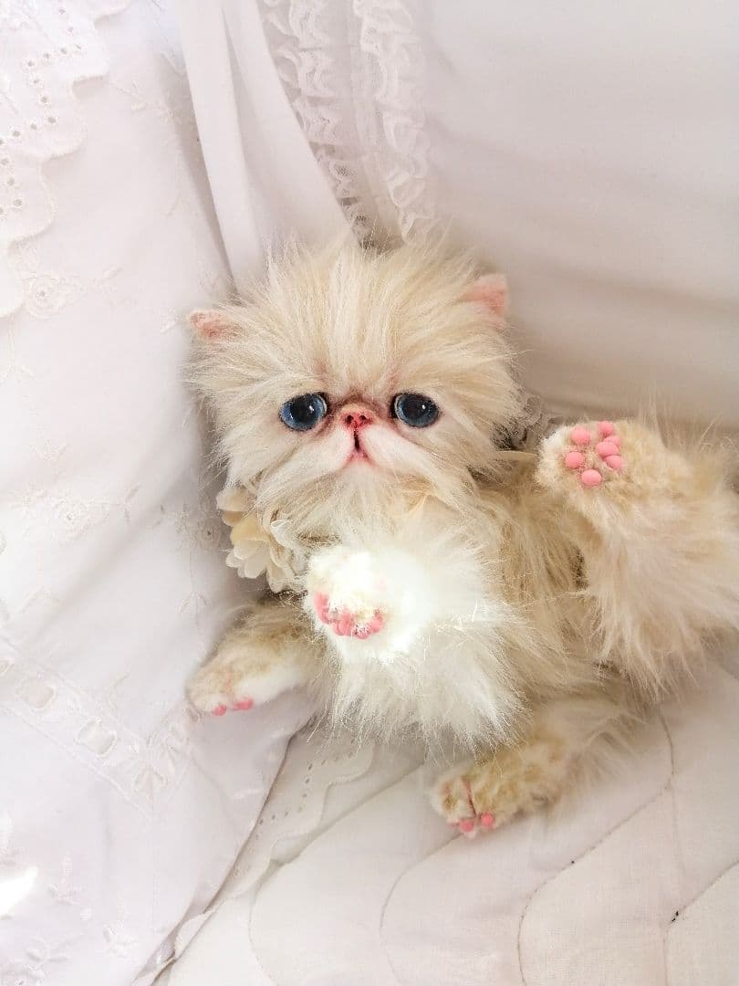 お花のバスケットと双子の子猫ちゃん♡エキゾチック♡アートドール♡ぬいぐるみ♡