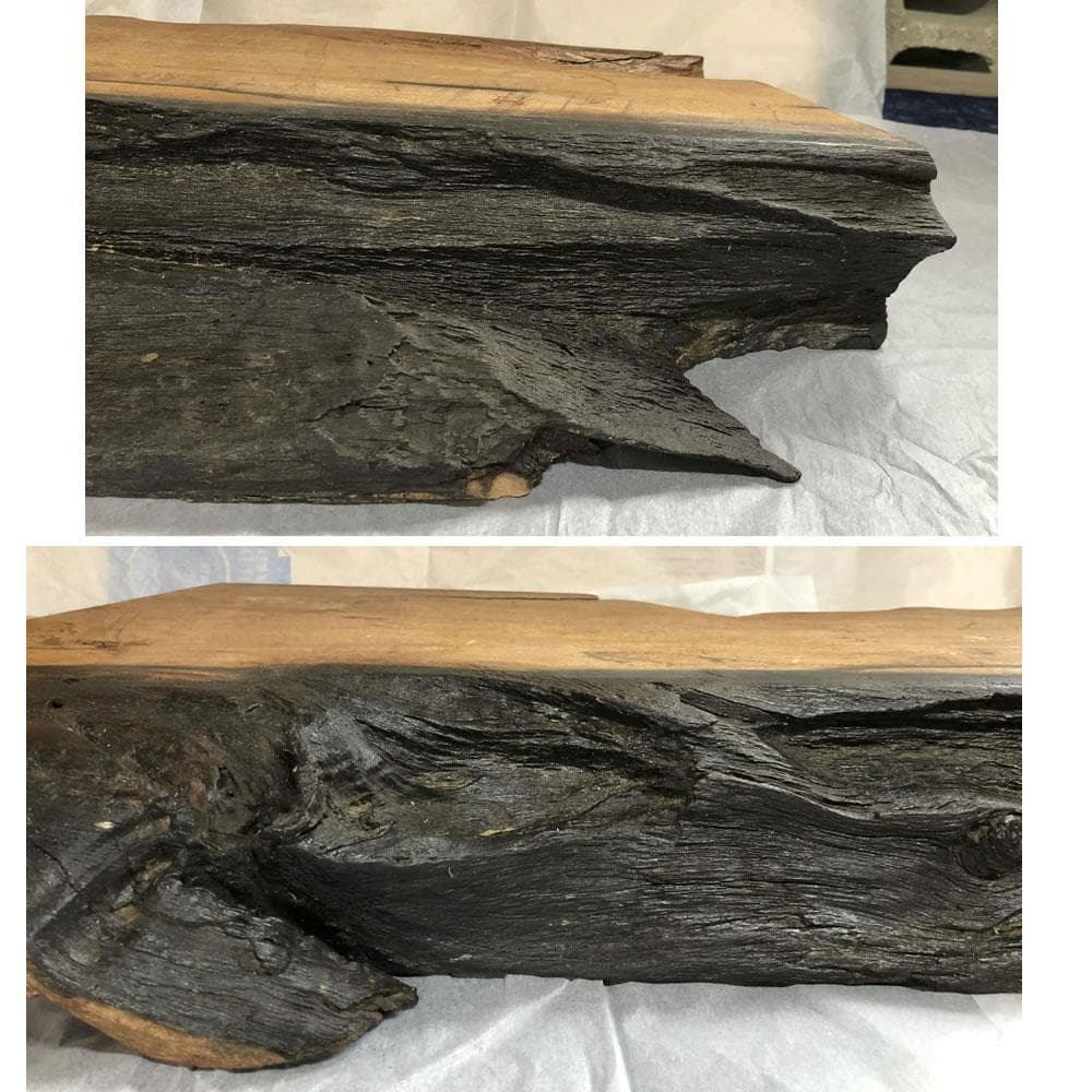 c954 黒柿 古材 板 長さ90cm 厚み8cm クロガキ 敷板 花台 盆栽台
