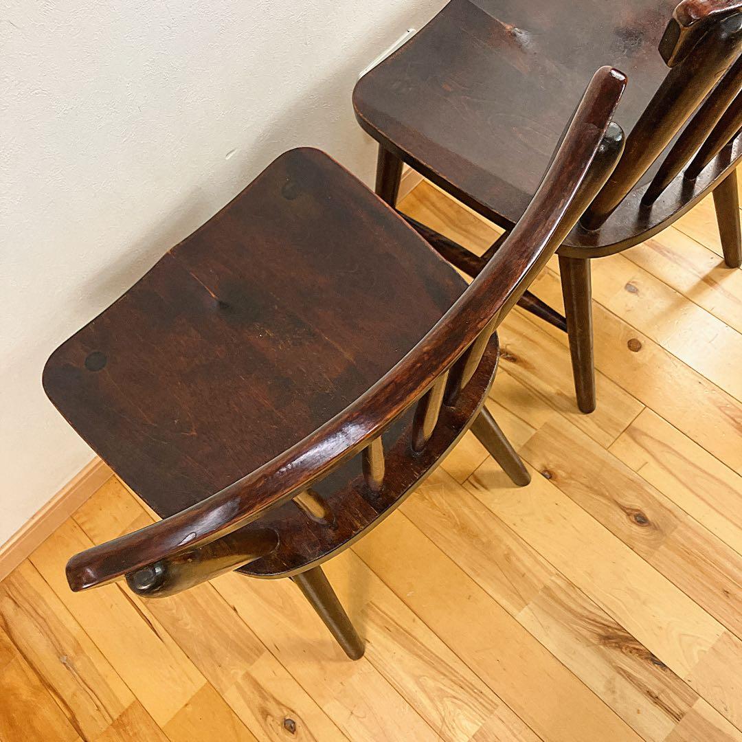 本物志向　北海道民芸家具　ダイニングチェア　ウィンザーチェア　樺材　廃盤　2脚