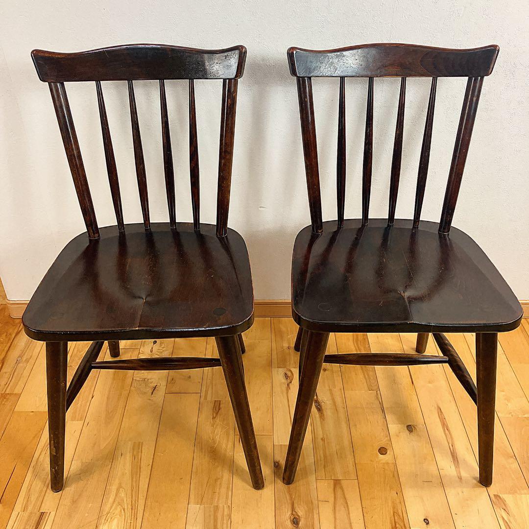 本物志向　北海道民芸家具　ダイニングチェア　ウィンザーチェア　樺材　廃盤　2脚