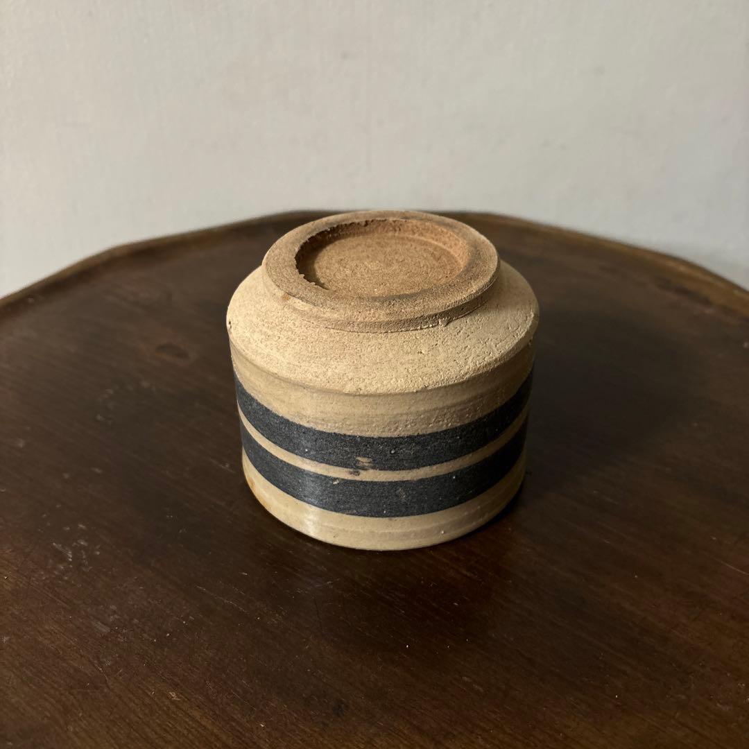 アンティーク輪線文　蓋物　古瀬戸　花器　古道具　骨董　検:白洲正子　秦秀雄　李朝