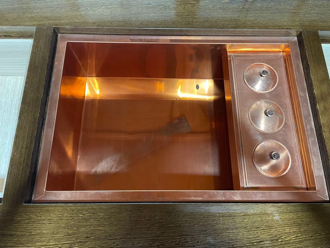 断捨離中バッハ様　昭和レトロ　アンティーク　囲炉裏　木製ダークブラウン 収納付き