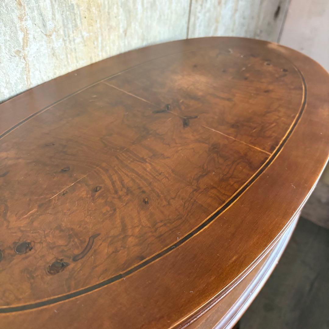 英国　白鳥モチーフ　オーバルコンソール　ウォルナット