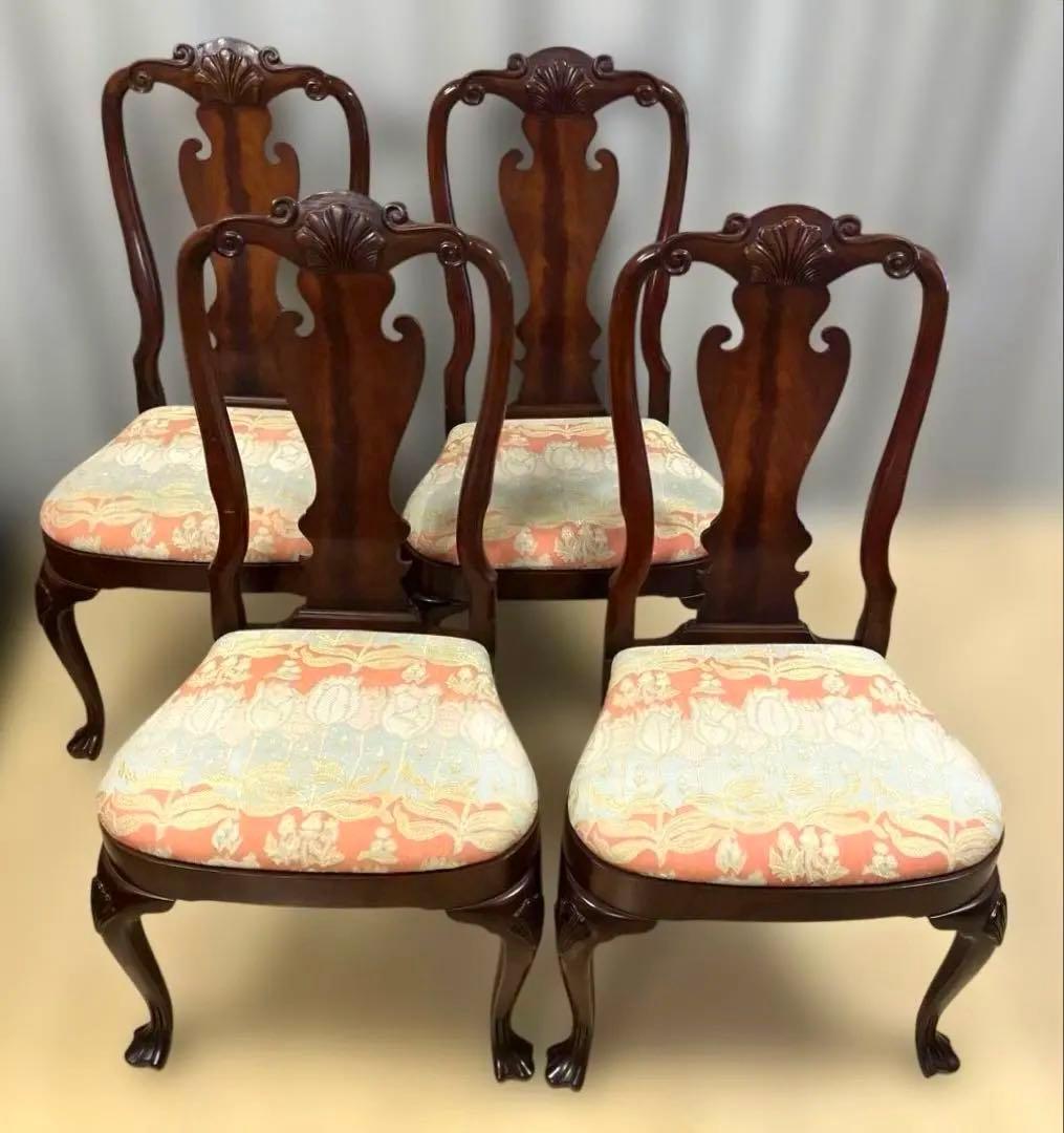 【送料無料地域限定】アンティーク　西洋カンセル社アインア様式猫脚チェア４脚セット