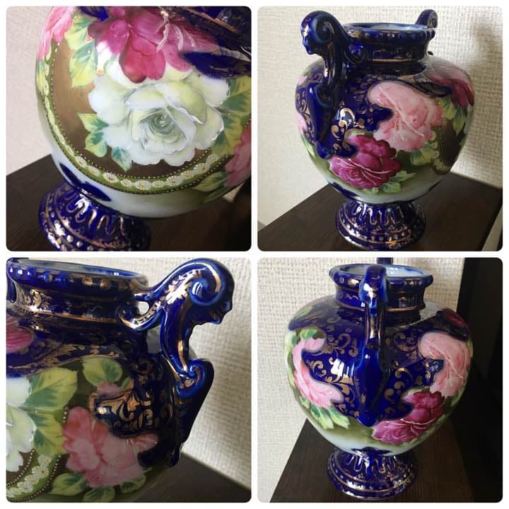 アンティーク 金彩 金盛  花瓶 オブジェ