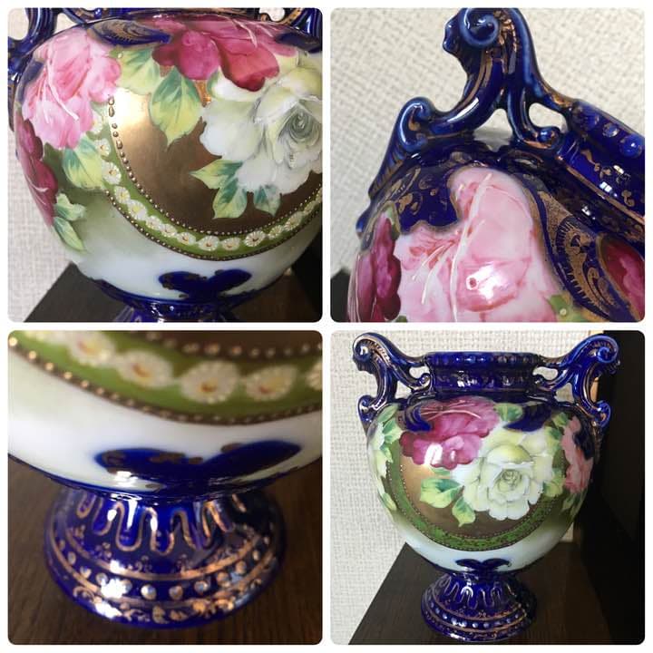 アンティーク 金彩 金盛  花瓶 オブジェ