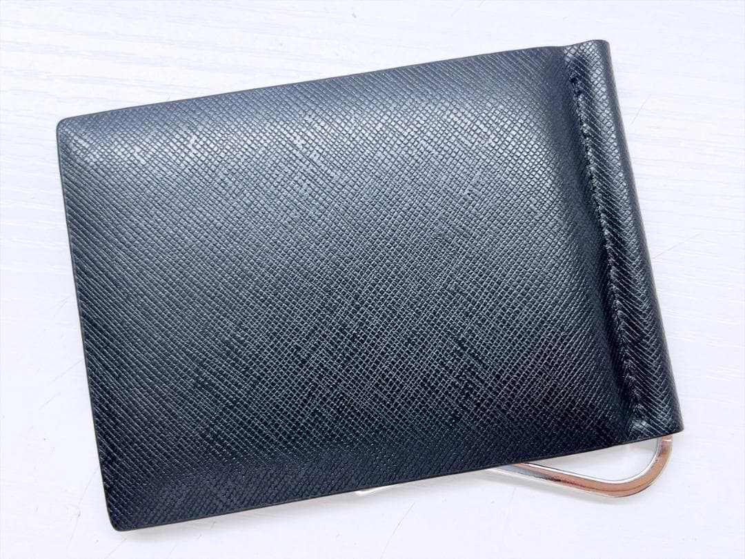 美品　MONTBLANC　モンブラン　グレインレザー　マネークリップ　黒