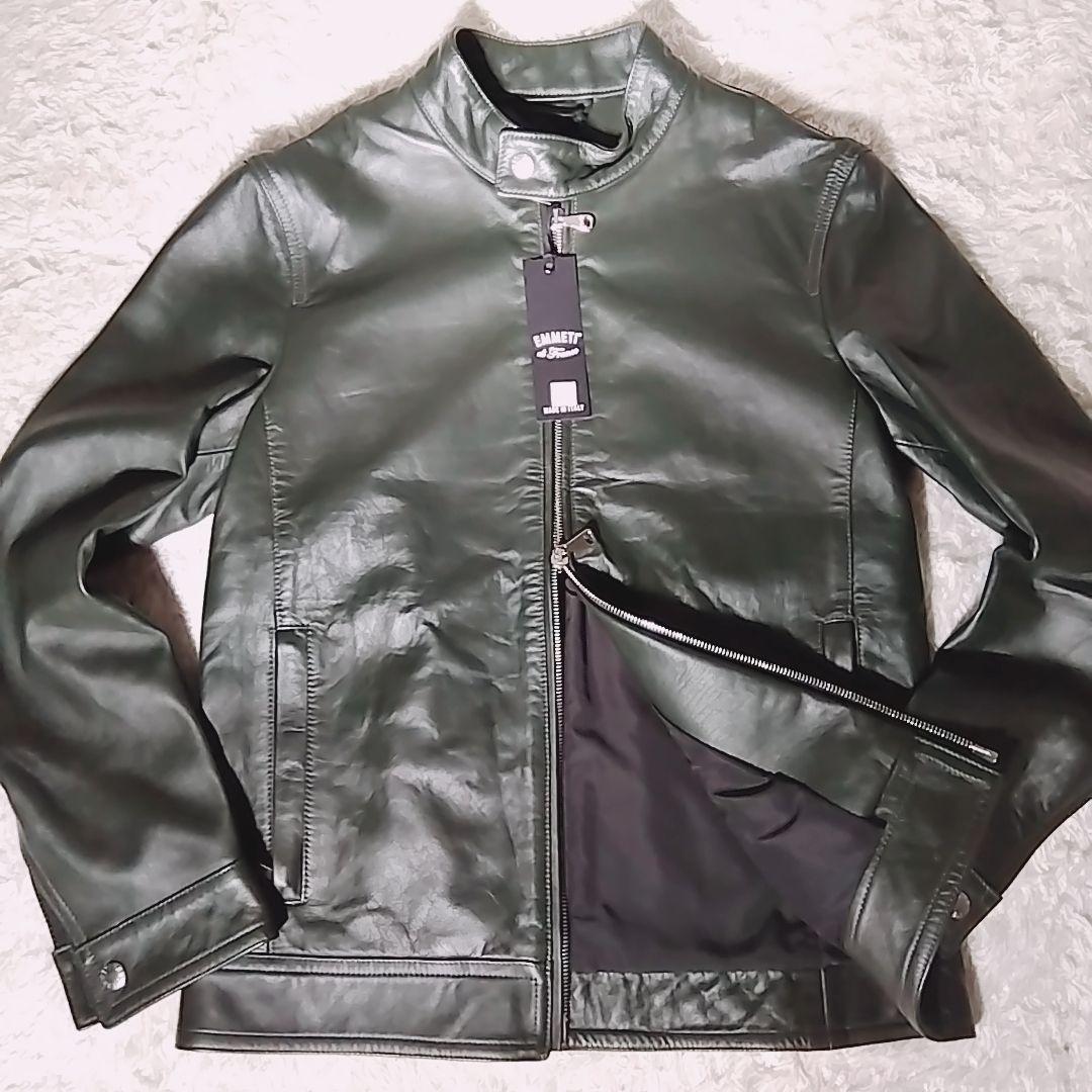 【タグ付 極美品 希少色】エンメティ　JURI　シングルライダースジャケット