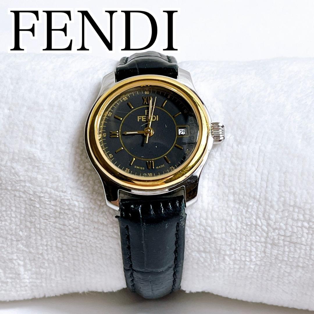 FENDI 電池交換済み　210L クォーツ デイト コンビカラー 黒文字盤