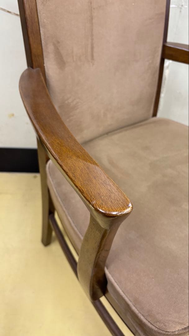 オールドカリモク ハイバックチェア ダイニングチェア アームチェア ベージュ