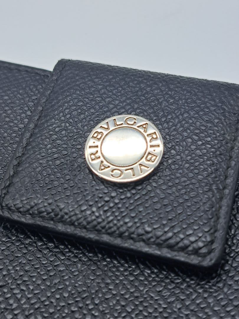 BVLGARI Wホックコンパクトウォレット 折り財布 ブラックレザー