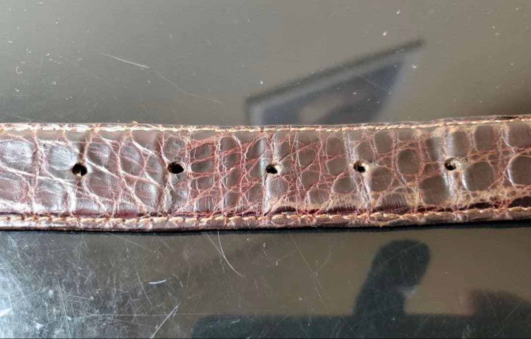 Malo イタリア製　シルバー925 クロコダイルベルト ブラウン 85cm