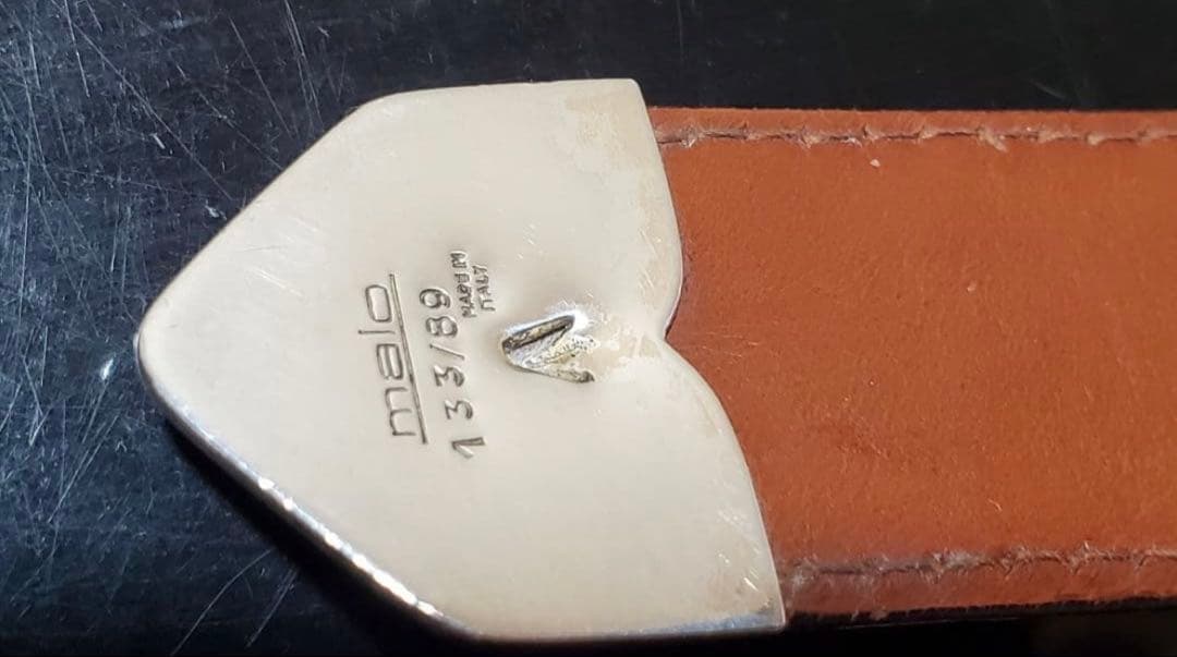 Malo イタリア製　シルバー925 クロコダイルベルト ブラウン 85cm