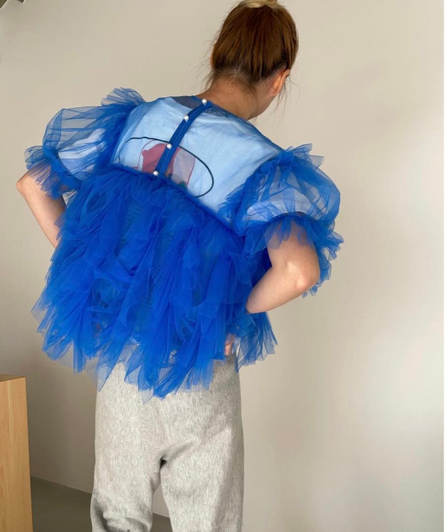 viviano チュール　トップス　黒ネイビー