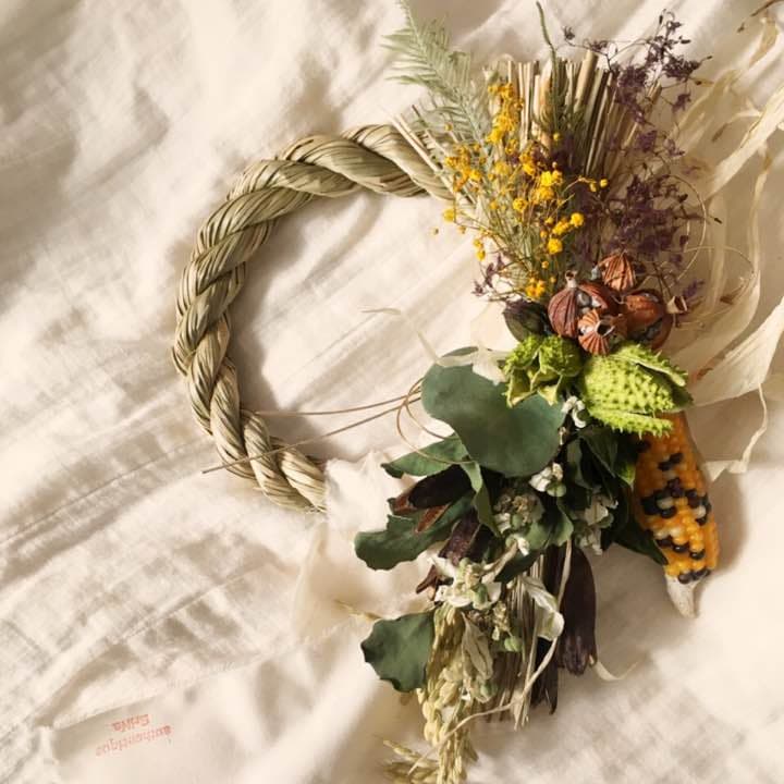 35しめ縄 しめ飾り 正月飾り ドライフラワー スワッグ インテリア 雑貨