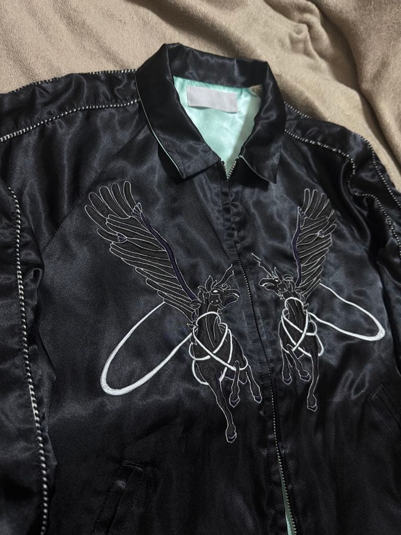 美品 日本製 LUCIOLE ２面用 馬 スカジャン サテン vintage