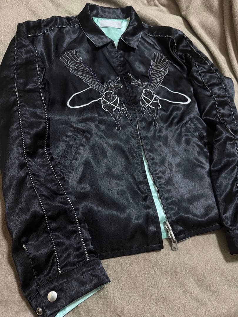 美品 日本製 LUCIOLE ２面用 馬 スカジャン サテン vintage