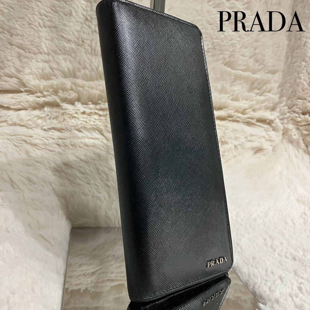 ✨極美品✨ PRADA 長財布 サファイアーノレザー ブラック 黒