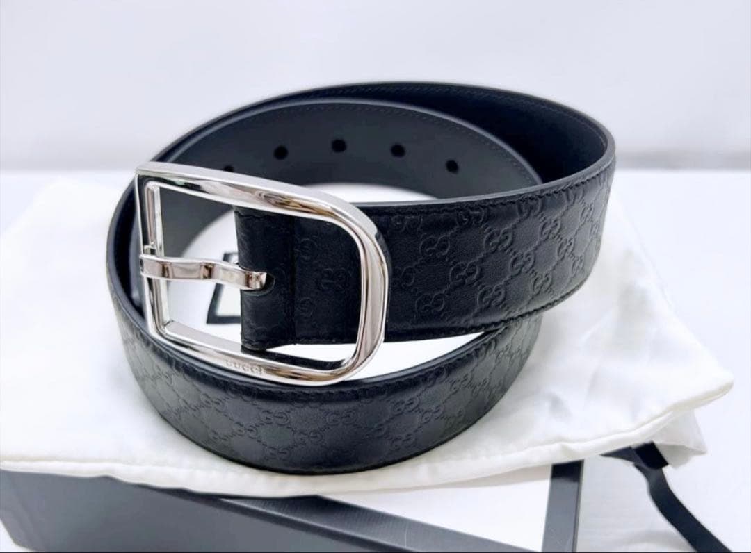 K*G様 未使用保管　GUCCI　グッチ　マイクロシマ　レザー　ベルト　75　4