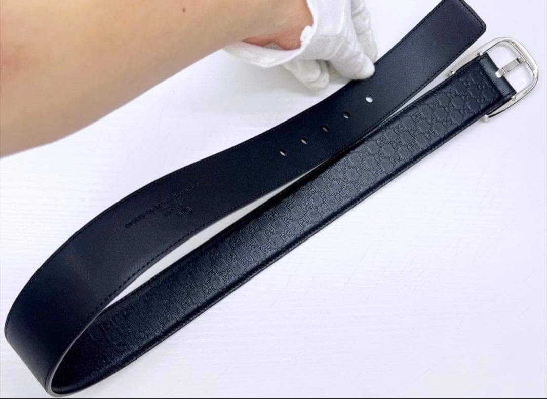 K*G様 未使用保管　GUCCI　グッチ　マイクロシマ　レザー　ベルト　75　4