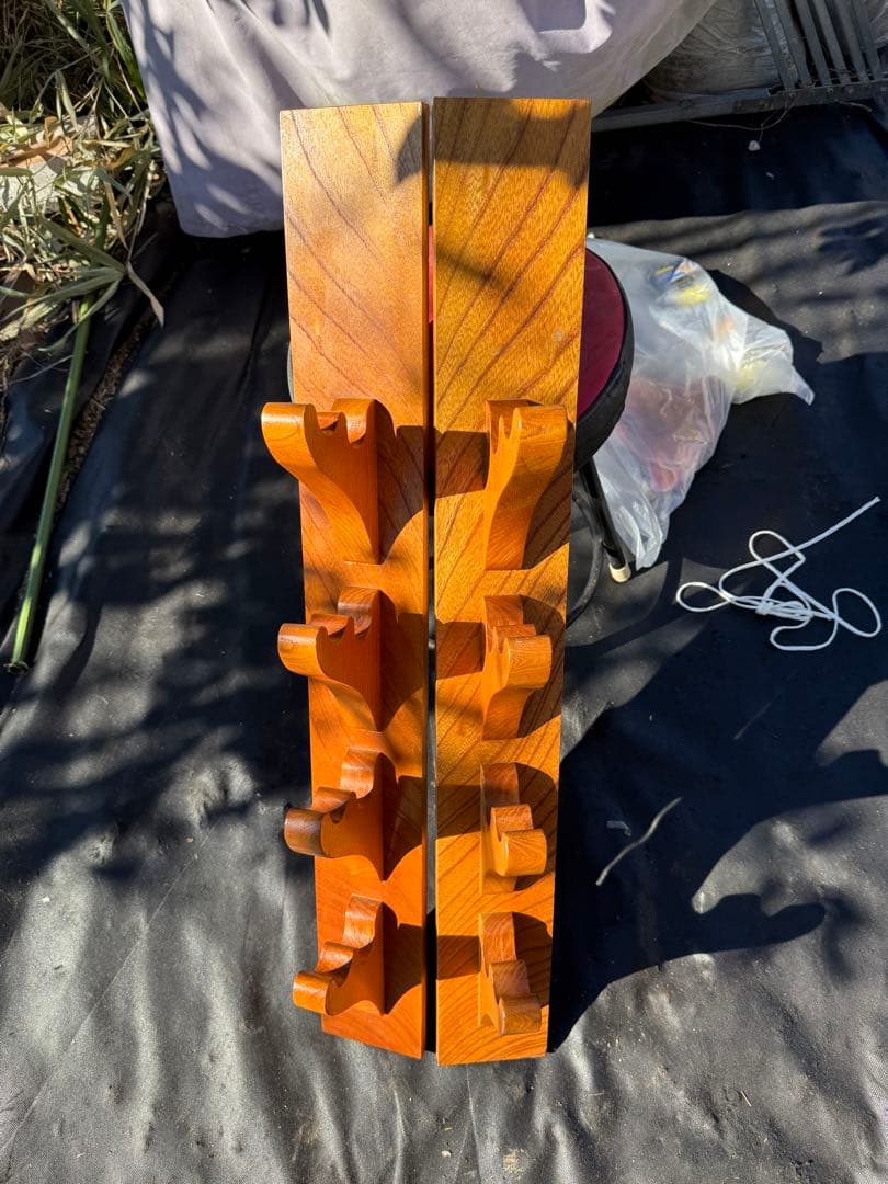 木製 壁掛けディスプレイラック 上下2枚セット 無垢材 ヴィンテージ調