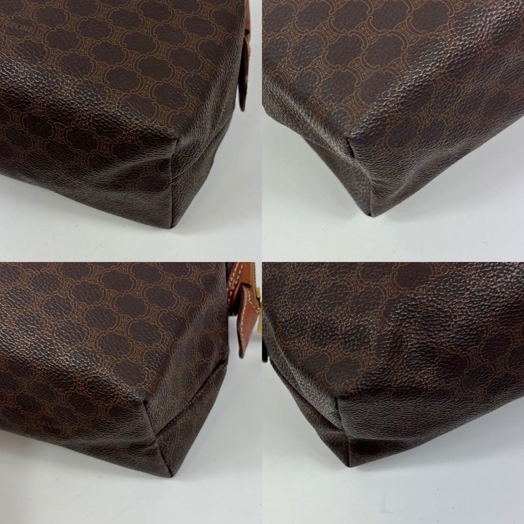 【美品✨】CELINE セリーヌ　ポーチ　マカダム柄　PVC×レザー　ブラウン