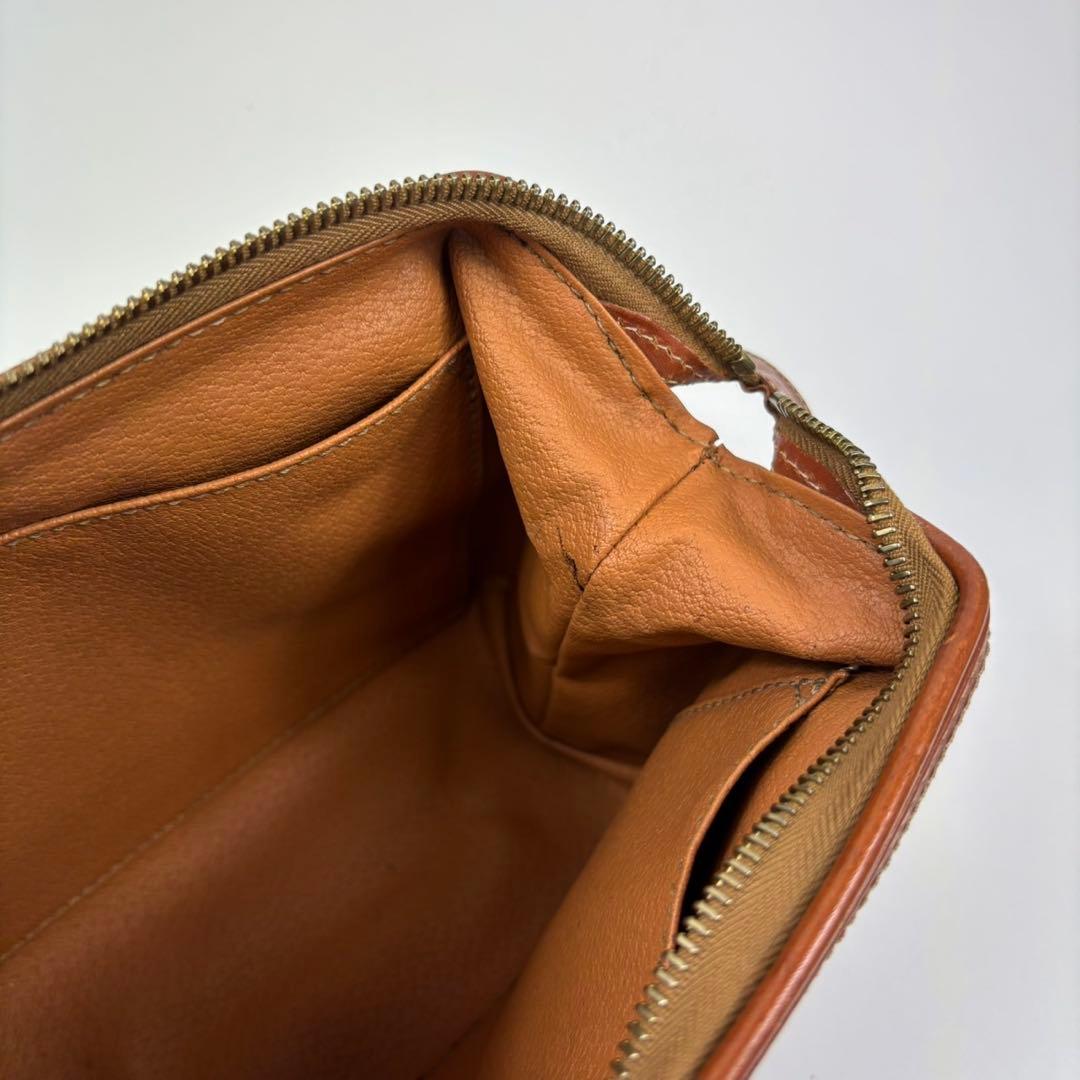 【美品✨】CELINE セリーヌ　ポーチ　マカダム柄　PVC×レザー　ブラウン