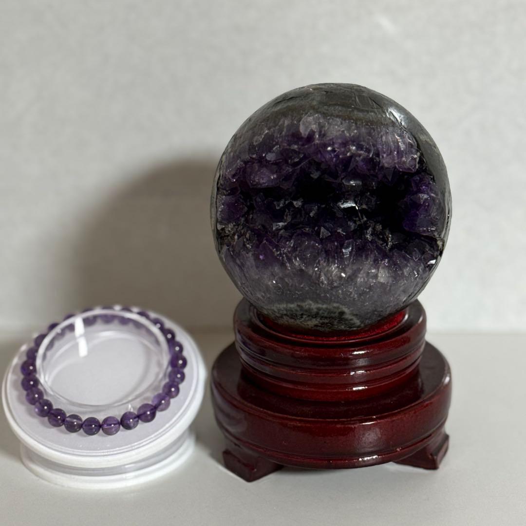 特大サイズ アメジスト 笑口 台座付き 天然石 開運 紫水晶 クラスター