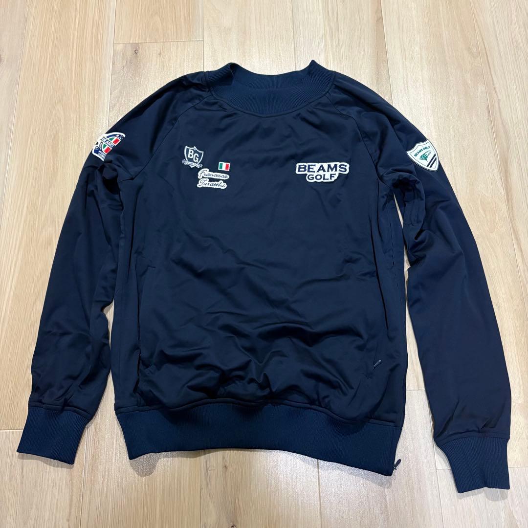 美品【ビームスゴルフ】タラッティ プラクティス プルオーバー ネイビー M 防風