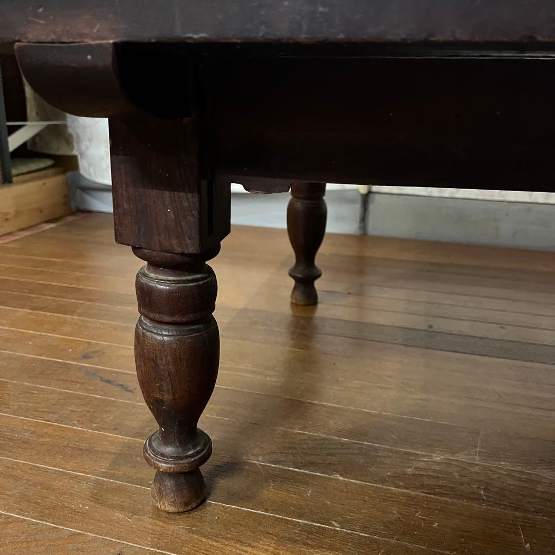 【アンティーク】昭和レトロ 木製 ろくろ脚 ローテーブル 文机 座卓 古道具