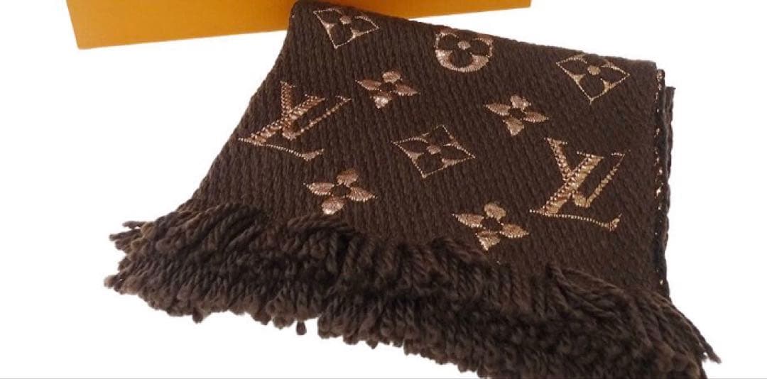 美品 ルイヴィトン エシャルプ ロゴマニア マフラー シャイン M71383