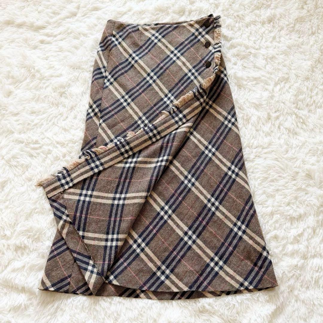 美品✨BURBERRY バーバリー ノバチェック ラップウールスカート 38