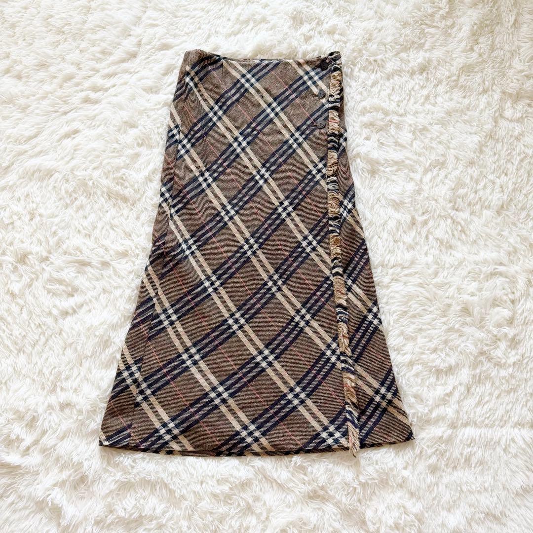 美品✨BURBERRY バーバリー ノバチェック ラップウールスカート 38