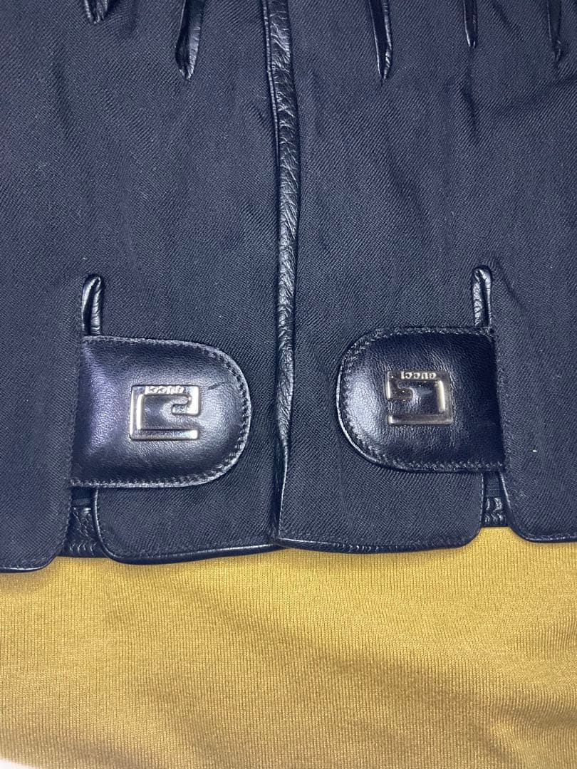 GUCCI グッチ　黒手袋 レザー　イタリア製　XL 大きいサイズ