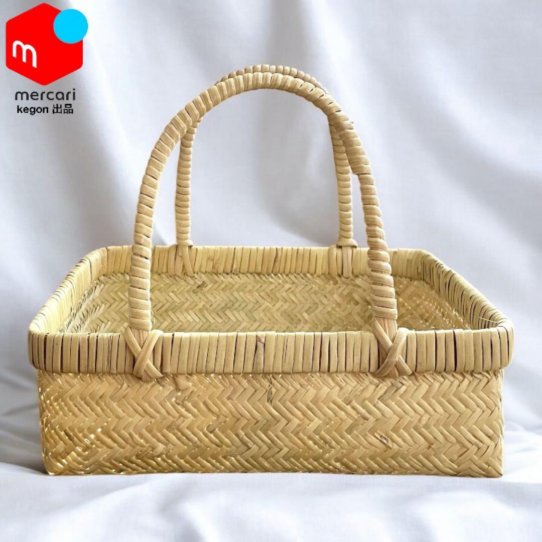 【新着新品】鳥越竹細工 手付きおぼけ 小物入れ 極上品