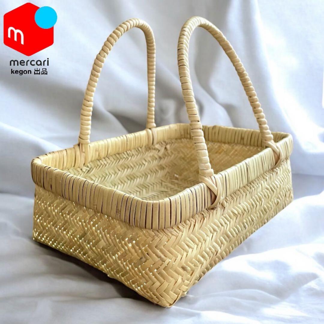 【新着新品】鳥越竹細工 手付きおぼけ 小物入れ 極上品