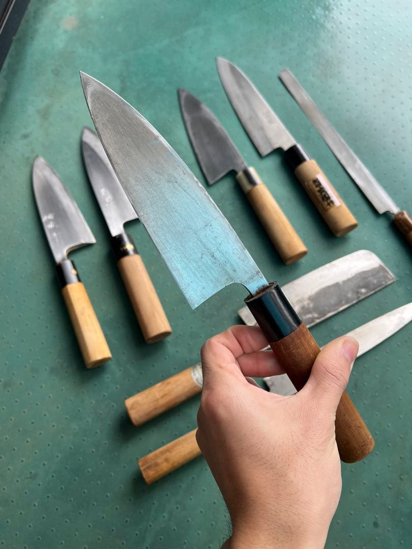 8本セットの包丁- 本焼出刃1本- 木屋-利研-石月-宏明…