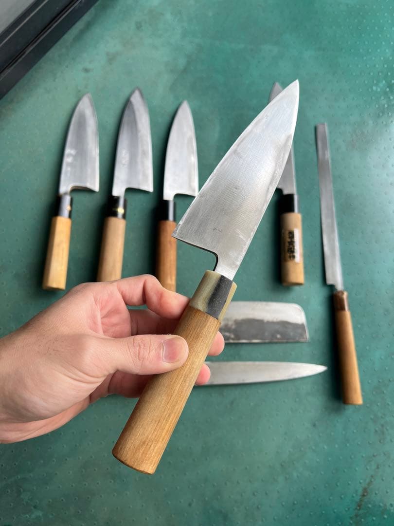 8本セットの包丁- 本焼出刃1本- 木屋-利研-石月-宏明…