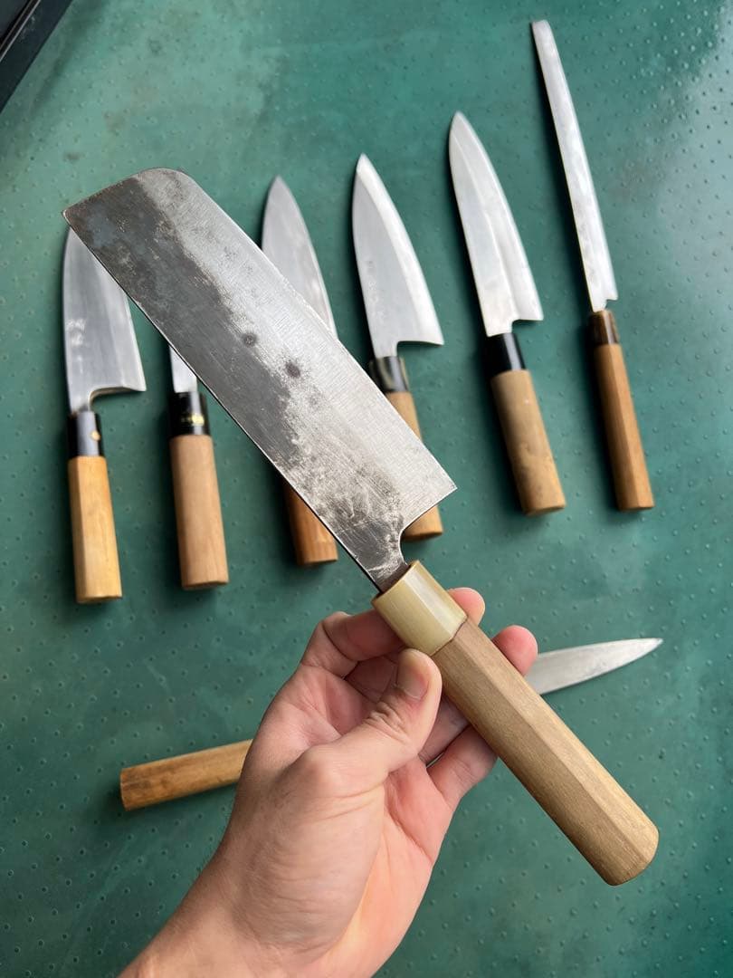 8本セットの包丁- 本焼出刃1本- 木屋-利研-石月-宏明…