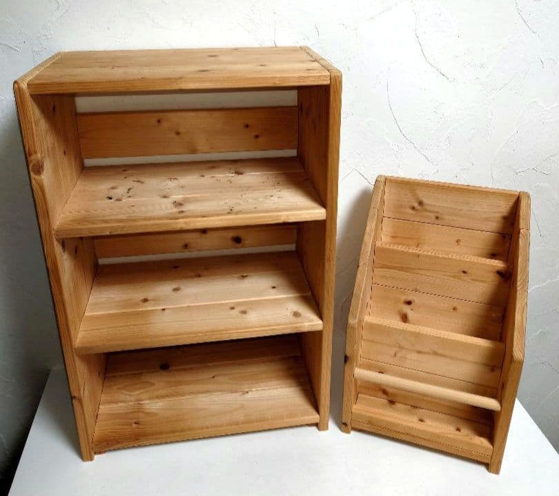 は*こ様 天然木 オープンシェルフ 3段ボックス ウッドラック小物入れ マガジン