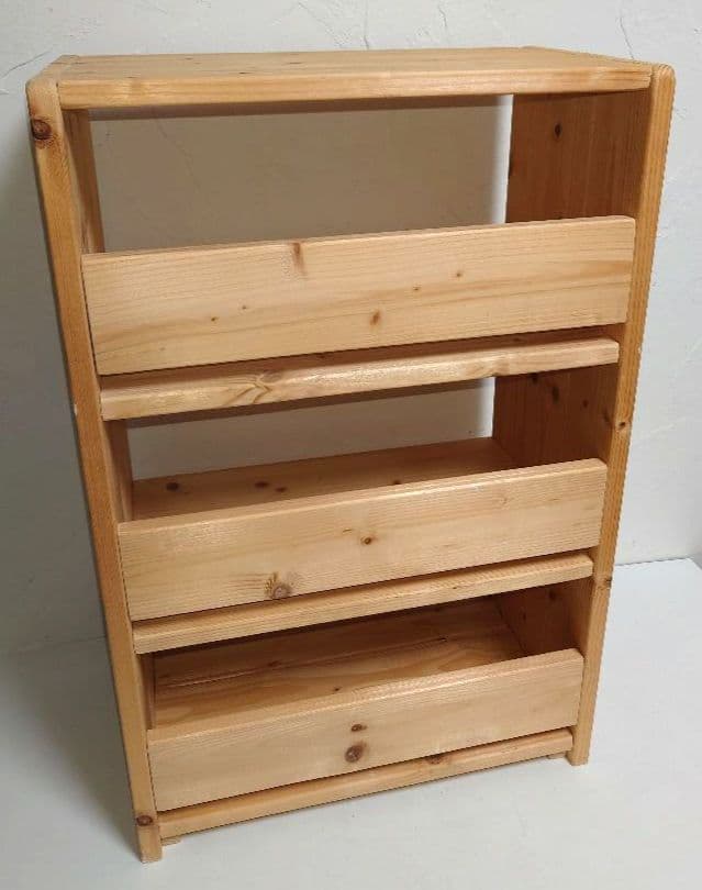 は*こ様 天然木 オープンシェルフ 3段ボックス ウッドラック小物入れ マガジン