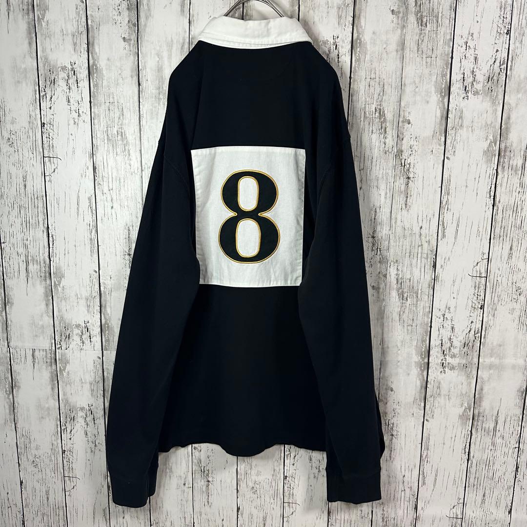 【ポロラルフローレン】ラガーシャツ☆ブラック　ゴールド☆刺繍☆ビッグポニー☆XL