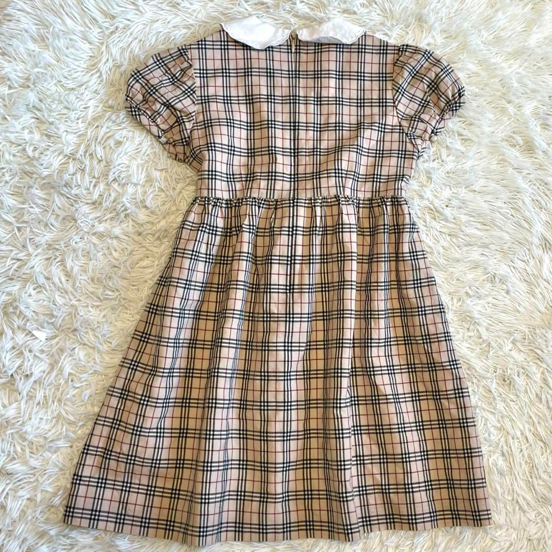 【バーバリーロンドン】ワンピース ノバチェック フリル ベルト 白襟 130A
